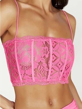 Pink Lace Corset Crop Top